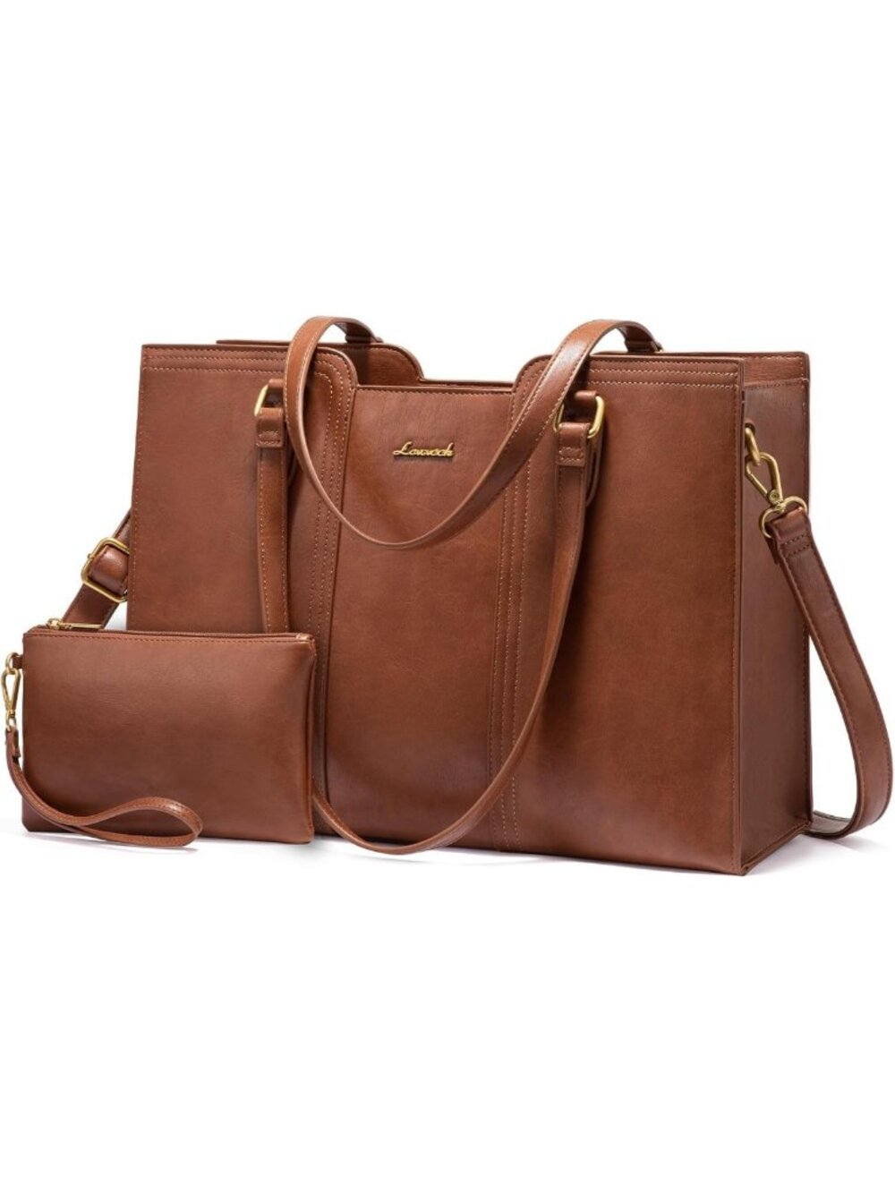 Stylish Waterproof Laptop Bag for Women - Vintage Tote Purse & Wristlet Included